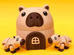 Characters & Creatures STL Download - Articulated Capybara And House Storage Box: Flexi Animalby Cylix3D
