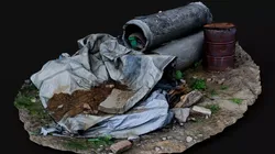 construction-site concrete pipes trash debris PBR photogrammetry Low-poly 3D model