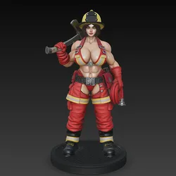Firefighter Pin-Up Female Figure - Stylized 3D Printable Statue
