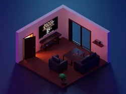 Night low poly living room Low-poly 3D model