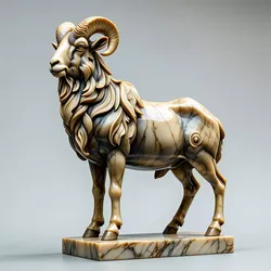 Realistic Marble Ram Statue Figurine Low-poly 3D model