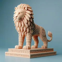 983 Laughing African Lion with Majestic Mane - Full-Color Totem 3D Model, pug, dachshund, poodle, cat, dog, monkey, zebra, animal, armadillo, lion, fox, faun, pomeranian, troll, platypus, majestic, sculpture, fantasy, crocodile