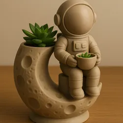 Astronaut on the Moon Planter STL – Cosmic 3D Printable Decor for Space Lovers
