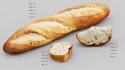 Baguette french bread Low-poly 3D model
