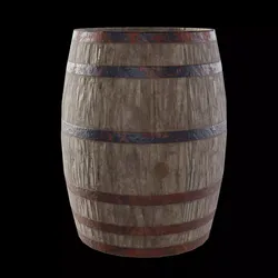 Barrel Wooden Low-poly 3D model