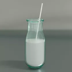Glass milk bottles Low-poly 3D model