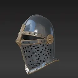 Medieval Knight Helmet Mask – Cross Visor & Riveted Plate Armor STL