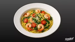 Shrimp and Spinach Spaghetti Low-poly 3D model