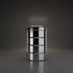 3D Model Stainless Steel Tiffin Carrier Lunch Box Low-poly 3D model