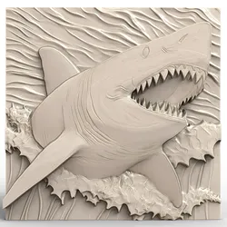 3D Model STL File for CNC Router/Laser & 3D Printer A Megalodon that Generates Tsunamis with Its Fin