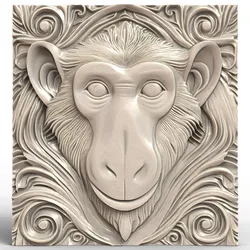 3D Model STL File for CNC Router/Laser & 3D Printer A Proboscis Monkey with Hypnotic Powers, Square in Shape
