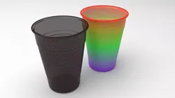 Brown Plastic Cup With Rainbow Plastic Cup 3D model
