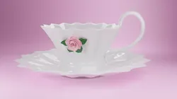 Ceramic tea cup with plate 3D model