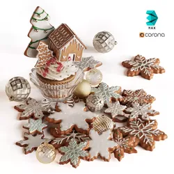 Christmas Cookies with icing 3D model