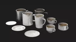 Dirty cups Low-poly 3D model