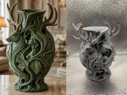 Forest Spirit Deer Goddess Vase Nature Fantasy  - Free 3D Print Model