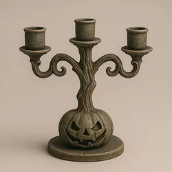 Haunted Pumpkin Candelabra - Spooky Halloween Decor