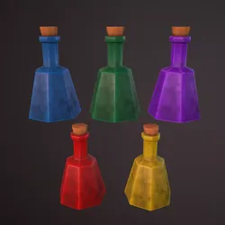 Potion bottle with wooden handle Low-poly 3D model