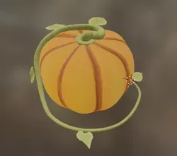 Pumpkin with leaves and vines Low-poly 3D model