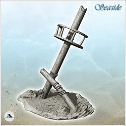 Wooden boat mast carcass (4) - Pirate Jungle Island Beach Piracy Caribbean Medieval Skull Renaissance