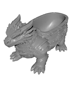 Armored Warrior Dragon Planter STL 3D Print Model