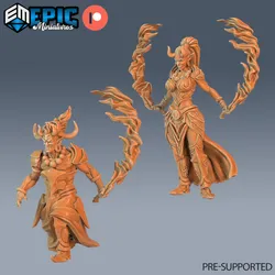 Efreeti Female & Male Team Flame Sword / Fire Elemental Djinn / Inferno Genie / Efreet Girl / Ifrit Lord / Oriental Encounter