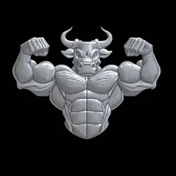 Flexing Minotaur with Ripped Physique – I474 Gift Bust Figure Unique & Detailed 3D Print Model