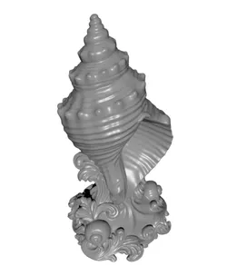 Ornate Conch Shell Sculpture - Coastal Surrealism Home Decor STL