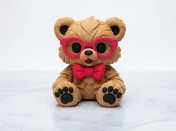 Charming Bear with Glasses and Bow - Free 3D Print Model