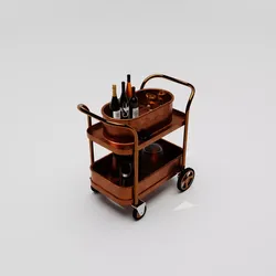 Metallic Food and Drinks Trolley 3D model