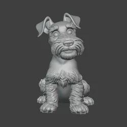 3D Printable Schnauzer Dog (Standard Grooming - Sitting Pose) - STL File