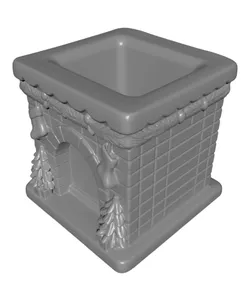 Cozy Christmas Fireplace Planter Candy Box 3D Print STL