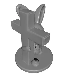 Easter Cute Bunny Hugging a Cross – playful - symbolic 3