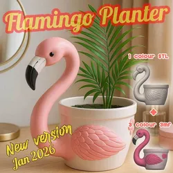 Flamingo Planter - Tropical Bird Flower Pot (Multi-Color AMS & STL)