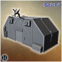 Futuristic command post with antenna and lamp post (24) - Future Sci-Fi SF Post apocalyptic Tabletop Scifi Wargaming Planetary exploration RPG Terrain