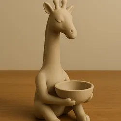 🦒 Giraffe Planter Holding Bowl – 3D Printed Minimalist Animal Pot for Plants & Decor