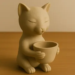 🐾 Minimalist Cat Planter Holding Pot – 3D Printed Zen Kitty for Succulents & Decor Lovers