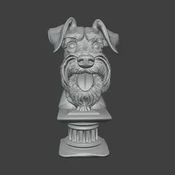 Schnauzer Bust on Greek-Style Column - STL File for 3D Printing