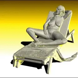 Transatlantic - Relaxed Nude Woman on Sun Lounger – Highly Detailed 3D Printable Figurine STL Model