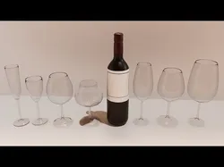 Wine bottle and wine glasses 3D model