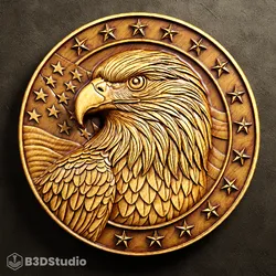 American Eagle Relief for CNC Laser and 3D Print STL File and 4K Grayscale TIF