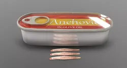 Anchovies can of anchovy in olive oil Low-poly 3D model