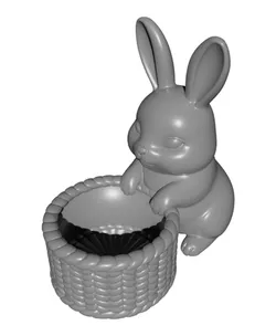 Easter Bunny Basket | Rabbit with Tufted - Woven Basket | Spring Candy Bowl - Holder