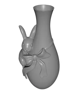 Easter Bunny Vase with Bow – Pastel Spring Floral Decor for Table Centerpiece