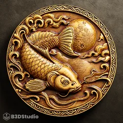 Fish Relief for CNC Laser and 3D Print STL File and 4K Grayscale TIF
