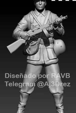 GERMAN SOLDIER WW2 WITH SUBMACHINE GUN PPSH 41
