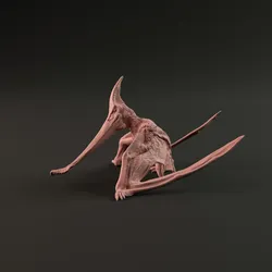 Pteranodon eating 1-35 scale pre-supported pterosaur