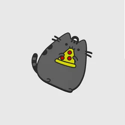 Pusheen Cat Pizza : cat eating pizza keychain