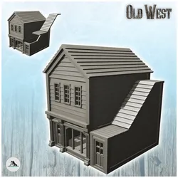 Western building with side stairs (24) - USA America ACW American Civil War History Historical