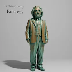 Albert Einstein Full-Body Statue – Detailed 3D Printable Model
